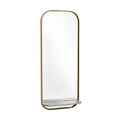 Modern Minimalist Wall Mirror with Marble Base and Gold Frame